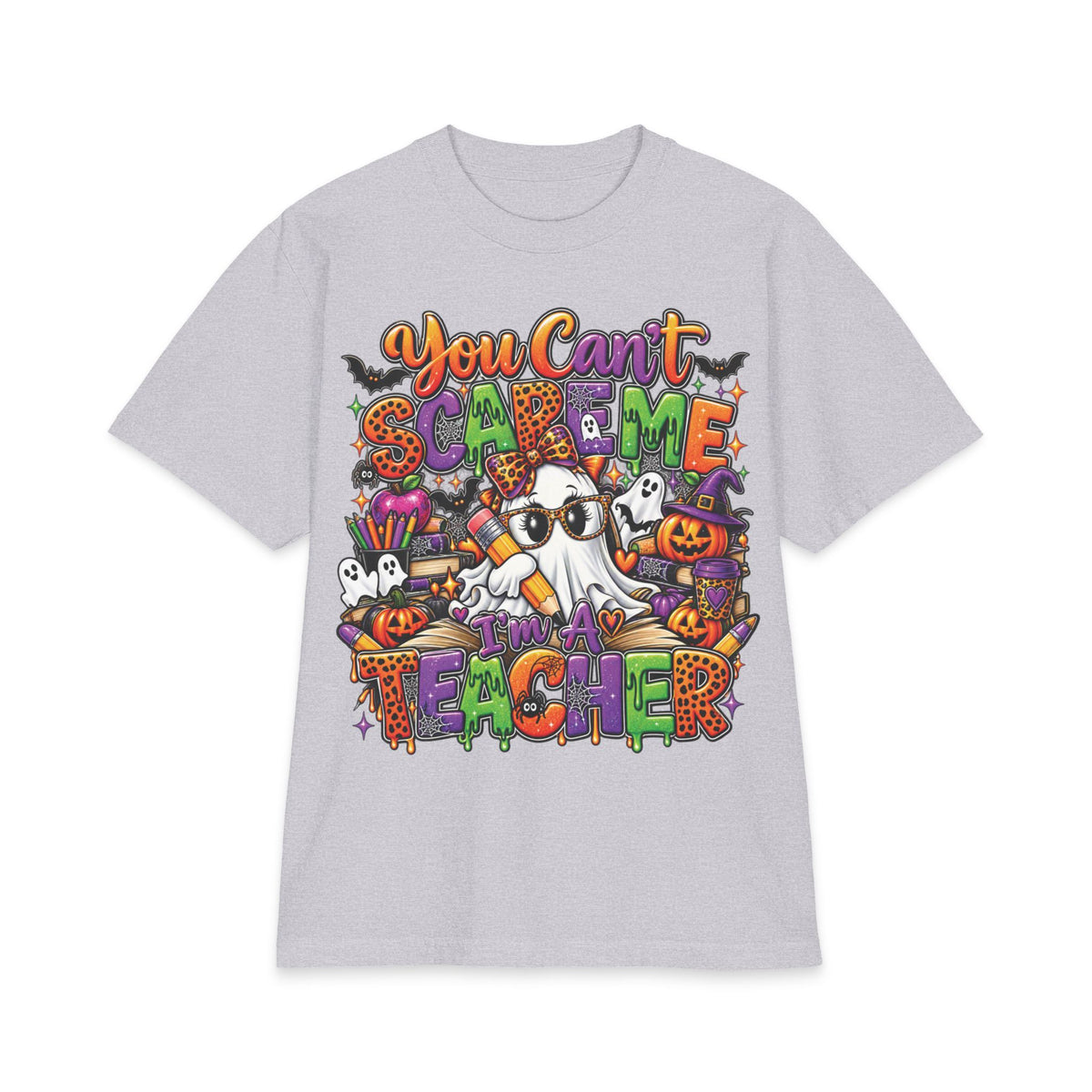 You Can't Scare Me I'm a Teacher Halloween T-Shirt | Ghosts Pumpkins Candy