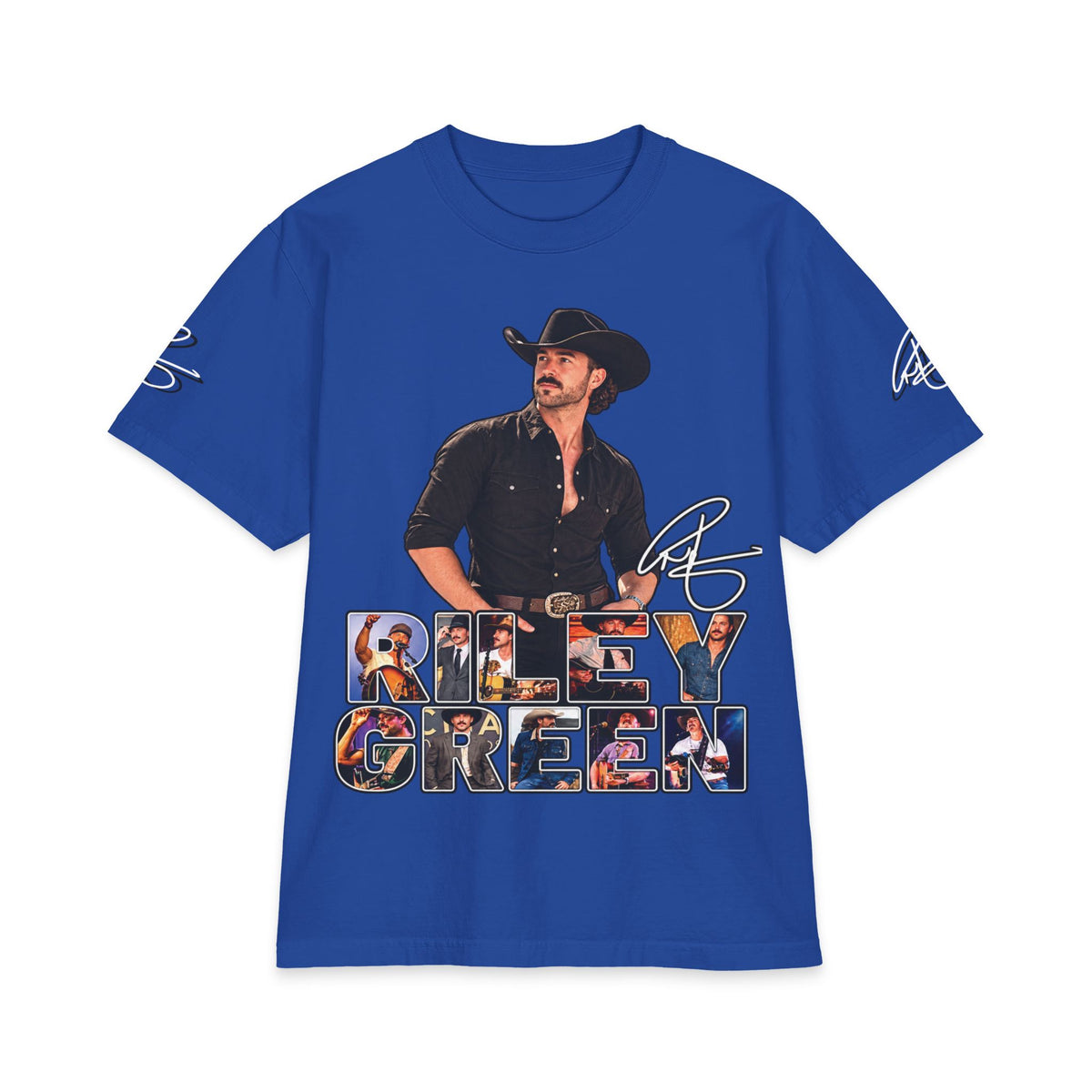 Green Riley Country Cowboy Photo Graphic Tee | Signed Name Sleeve