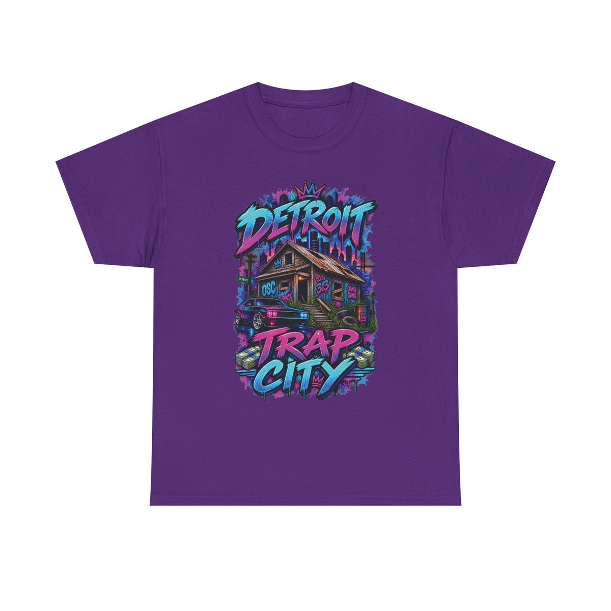 Detroit Trap City Tee | Urban Graffiti Streetwear, Neon Hip Hop Design