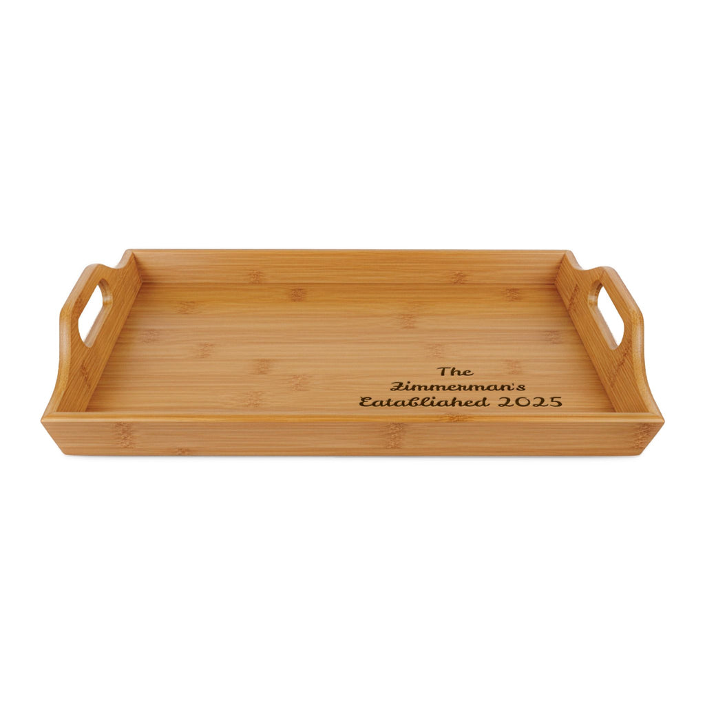 Wedding Personalized Engraved Bamboo Serving Tray | Custom Name Established Date
