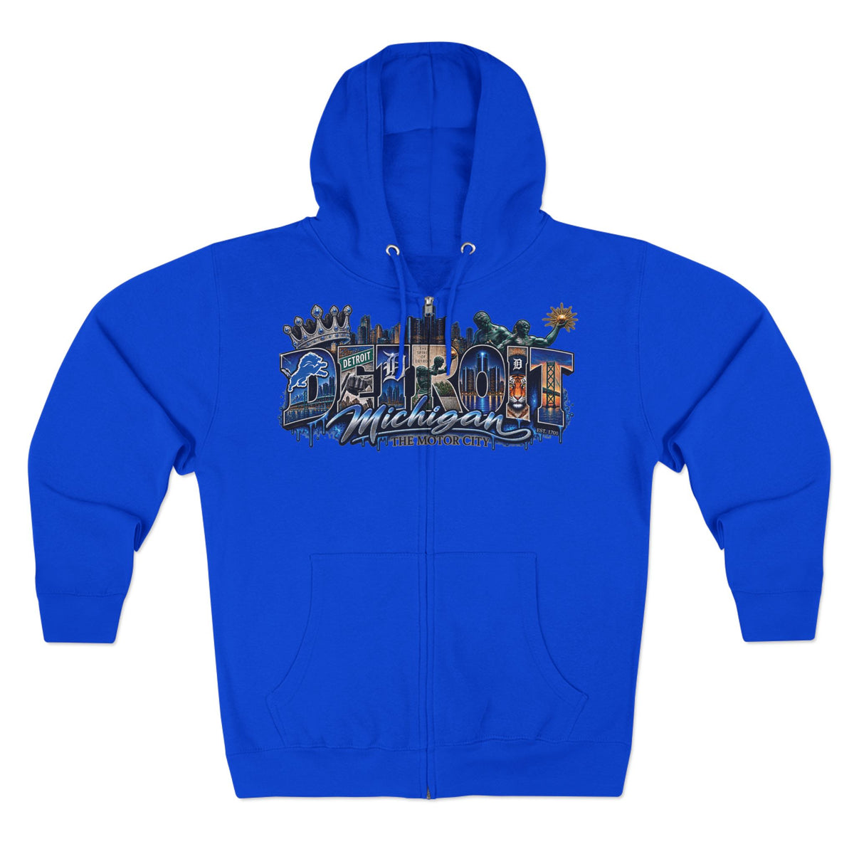 Detroit Lion Graphic Zip Hoodie | Detroit City 313 Lion Design