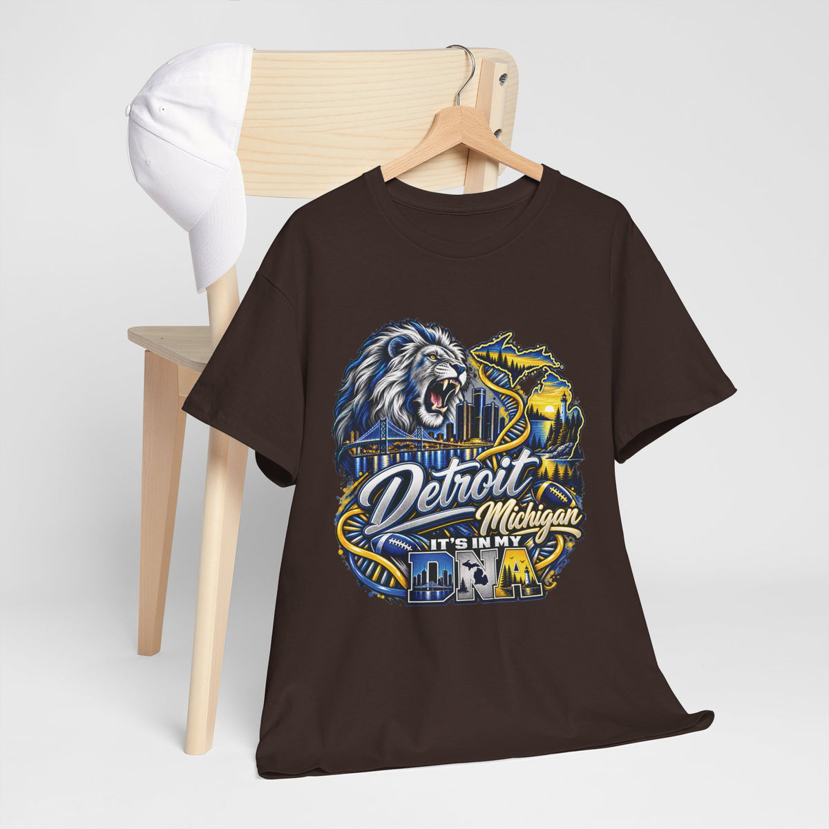 Detroit Michigan Lion Cityscape Graphic T-Shirt