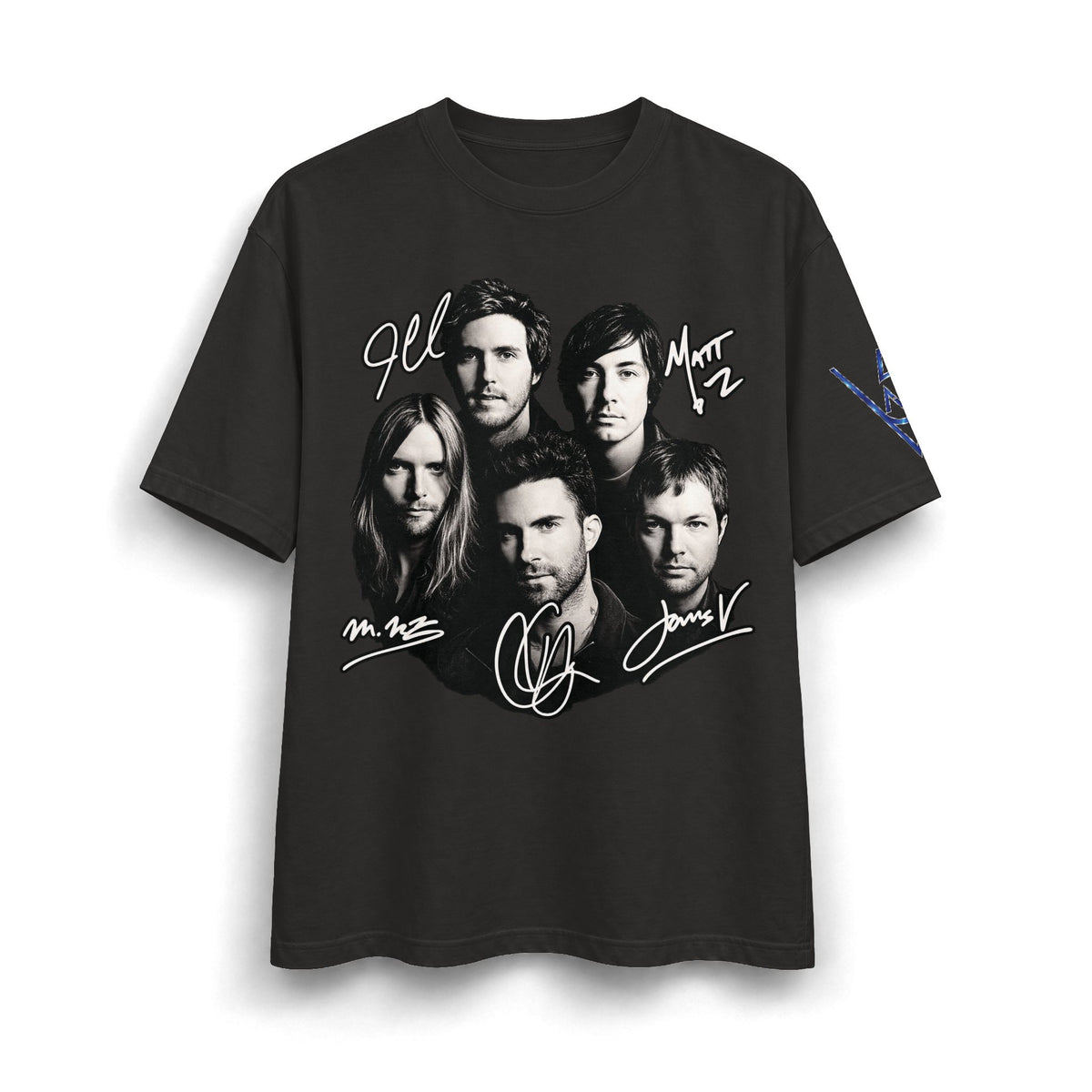Signed Band Portrait T-Shirt Maroon 5 | Retro Rock Logo on Back