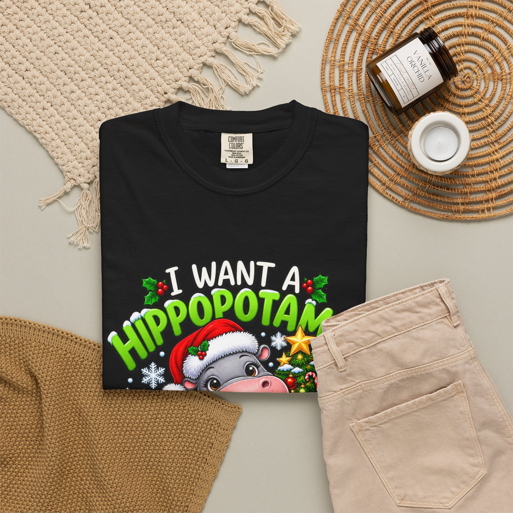 I Want a Hippopotamus for Christmas T-shirt | Hippo Christmas Tee