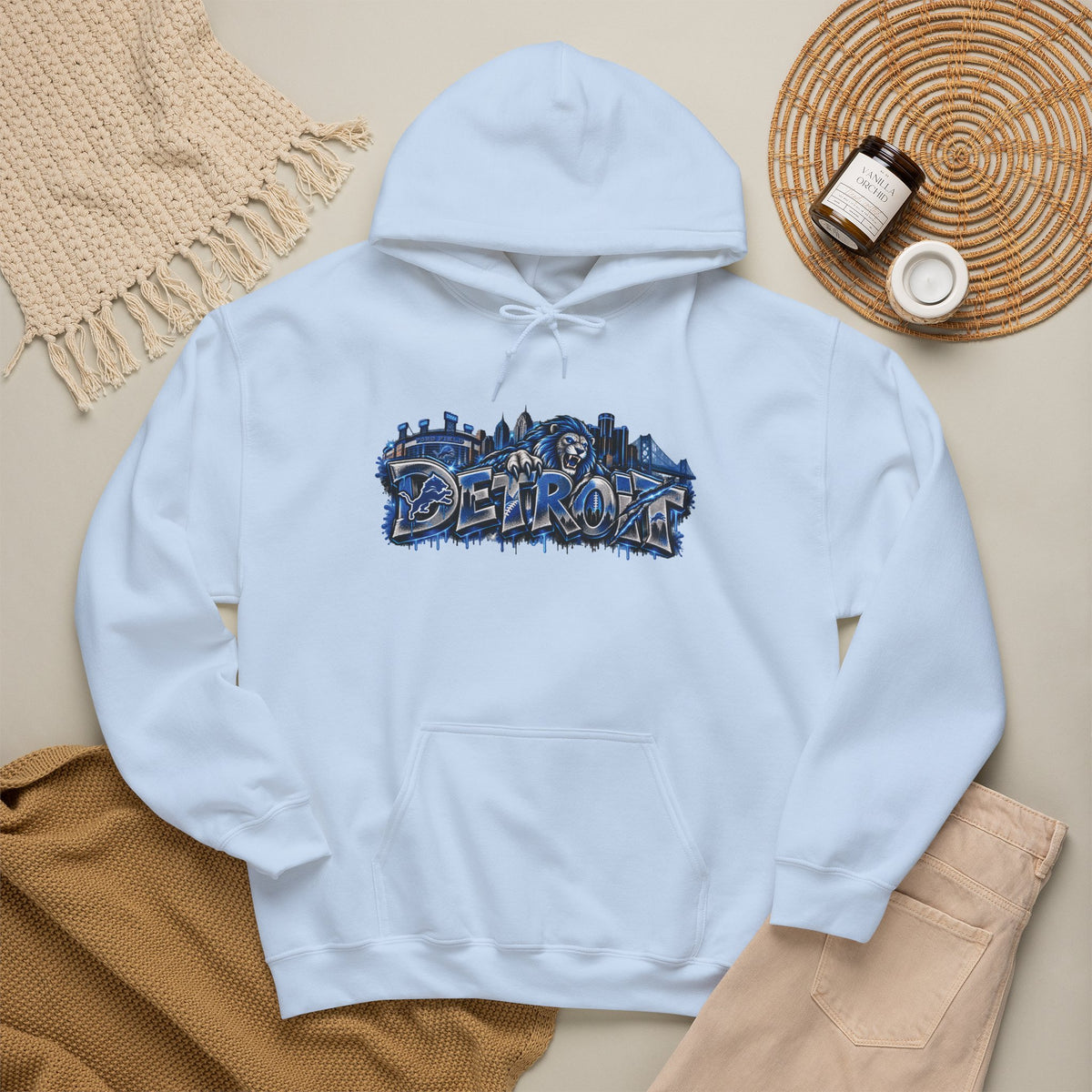 Detroit Graffiti Style Hoodie | City Skyline Street Art Pullover