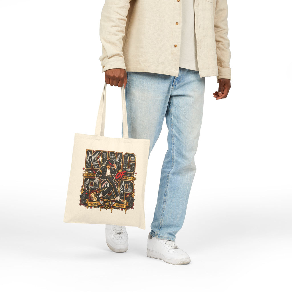 MJ King of Rock design Tote Bag | Retro music graphic canvas tote
