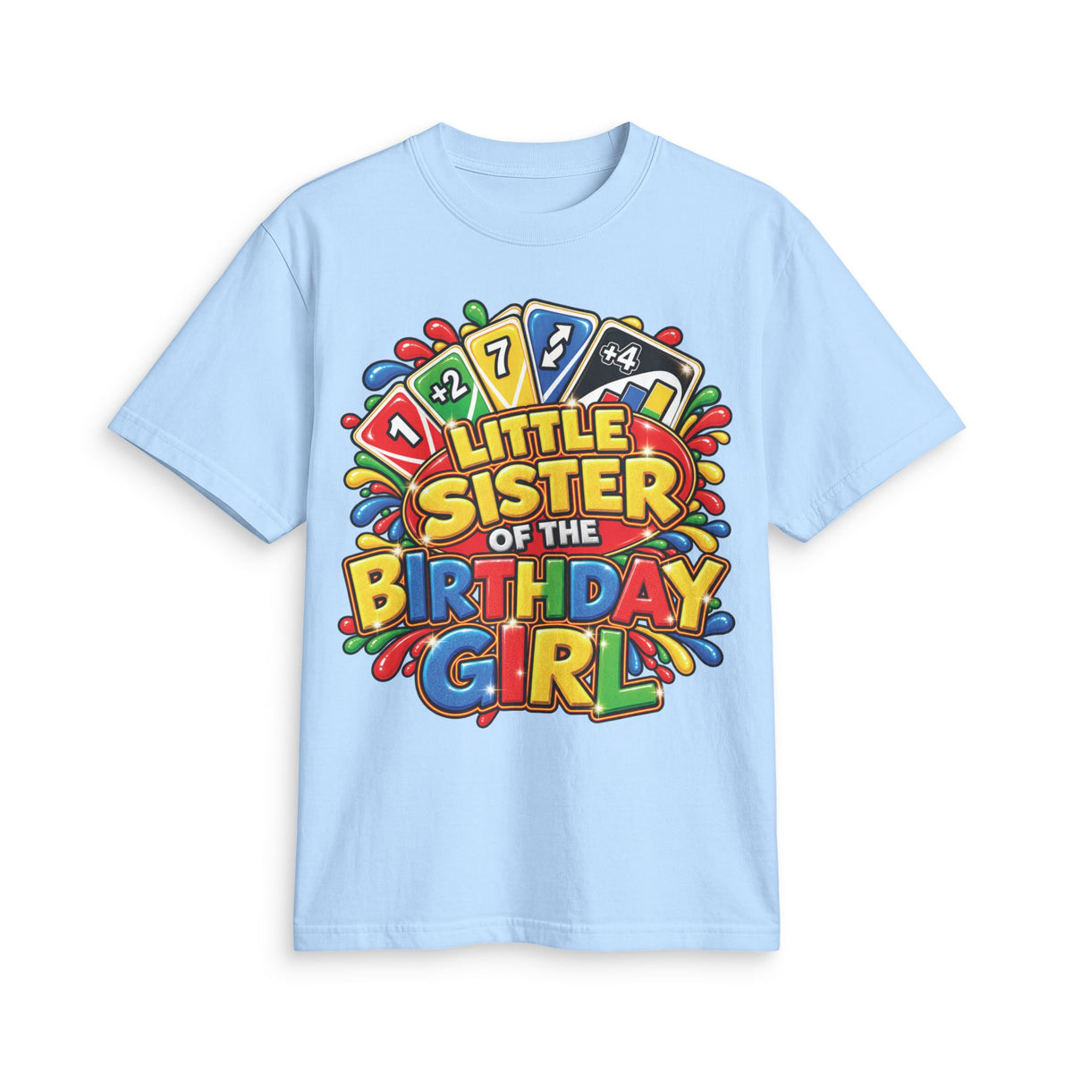 Little Sister of the Birthday Girl T-Shirt | Colorful Birthday Kids Tee
