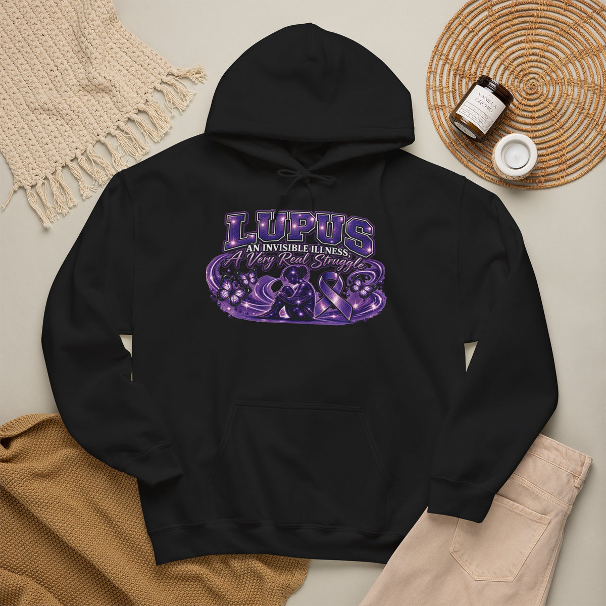 Lupus Awareness Purple Ribbon Hoodie | Support Autoimmune Awareness