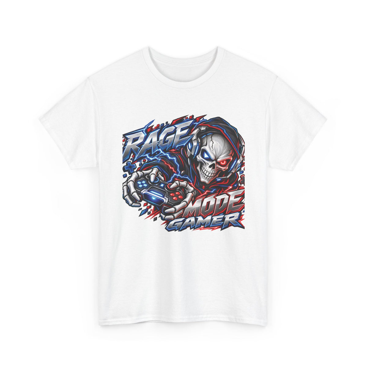 Rage Mode Gamer Skull Graphic T-Shirt