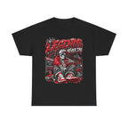 Legends Never Die skull streetwear T-shirt | Detroit city skyline, red black graphic tee