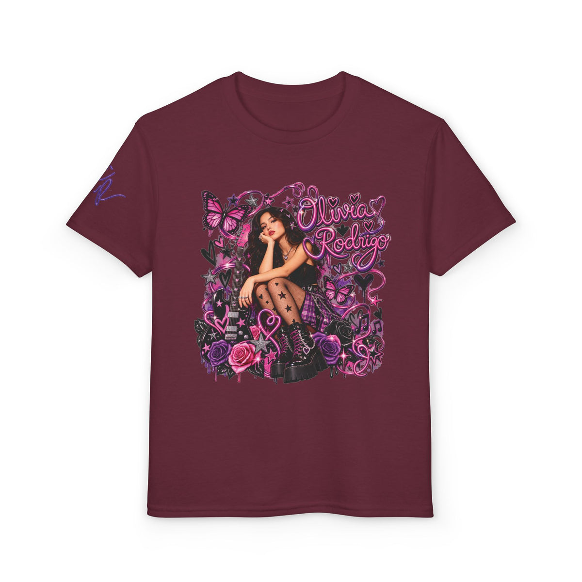 Olivia Rodrigo Tour Date List T-Shirt | Pop Star Tribute, Floral Butterfly Design