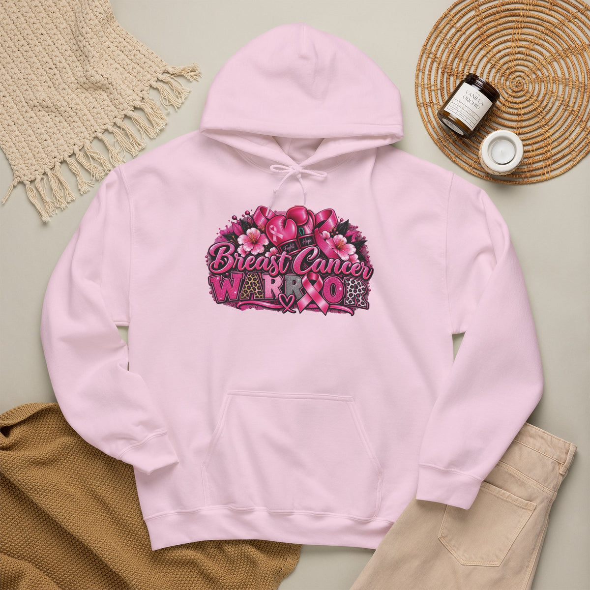 Breast Cancer Awareness Ribbon Floral Hoodie | Pink Support Design