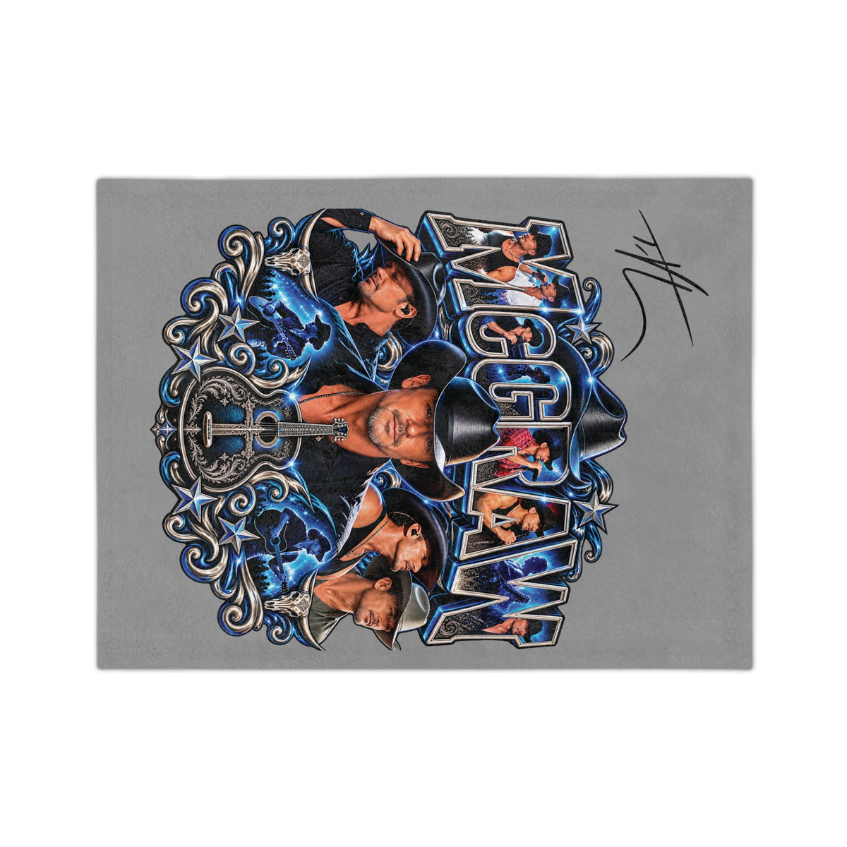 Country Singer McGraw Portrait Blanket | Country Music Cowboy Fans Velveteen Microfiber