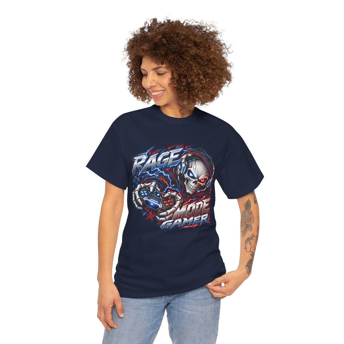 Rage Mode Gamer Skull Graphic T-Shirt