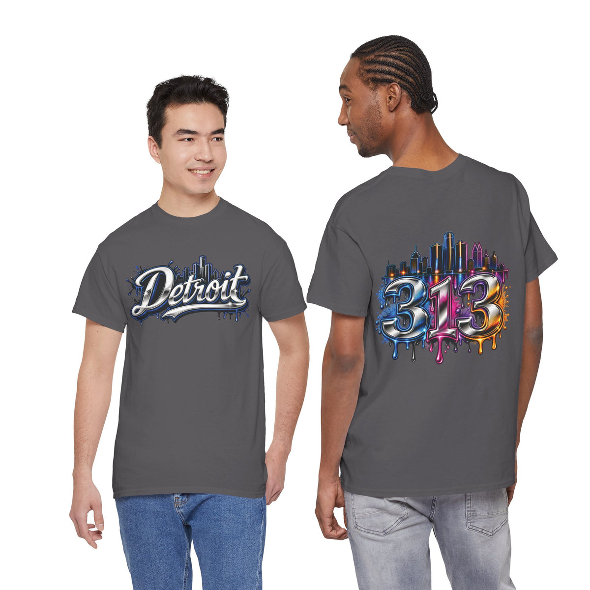 Detroit Script Tee | 313 Drip Skyline T-Shirt