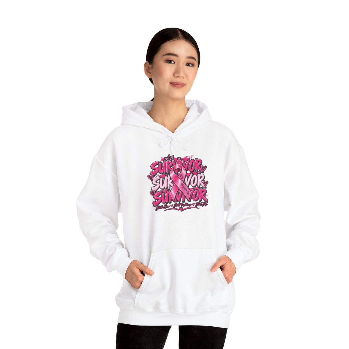 Survivor Pink Ribbon Graphic Hoodie | Breast Cancer Awareness