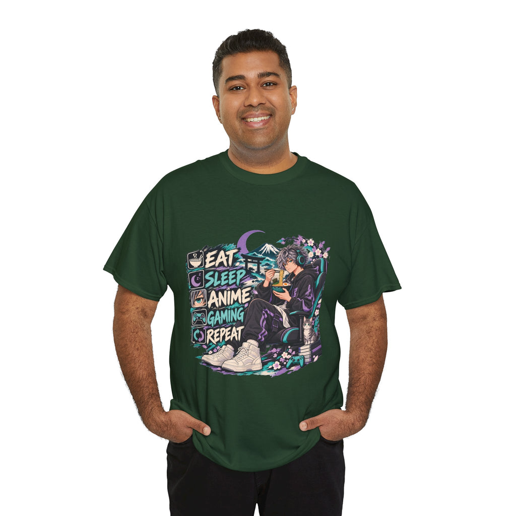 Eat Sleep Anime Gaming Repeat Video Game Graphic T-Shirt