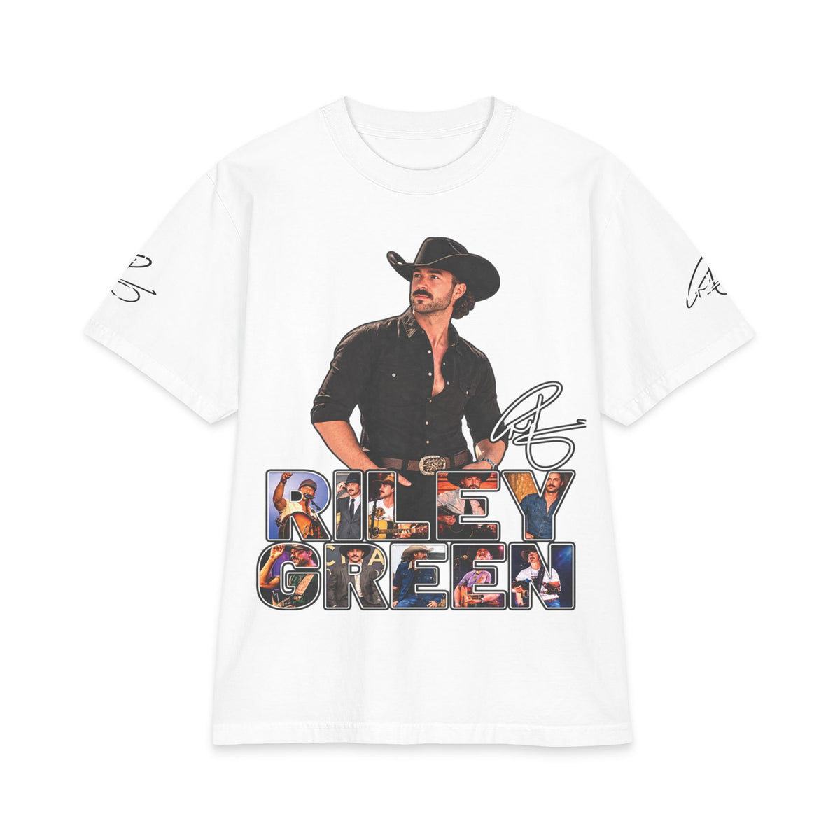 Green Riley Country Cowboy Photo Graphic Tee | Signed Name Sleeve
