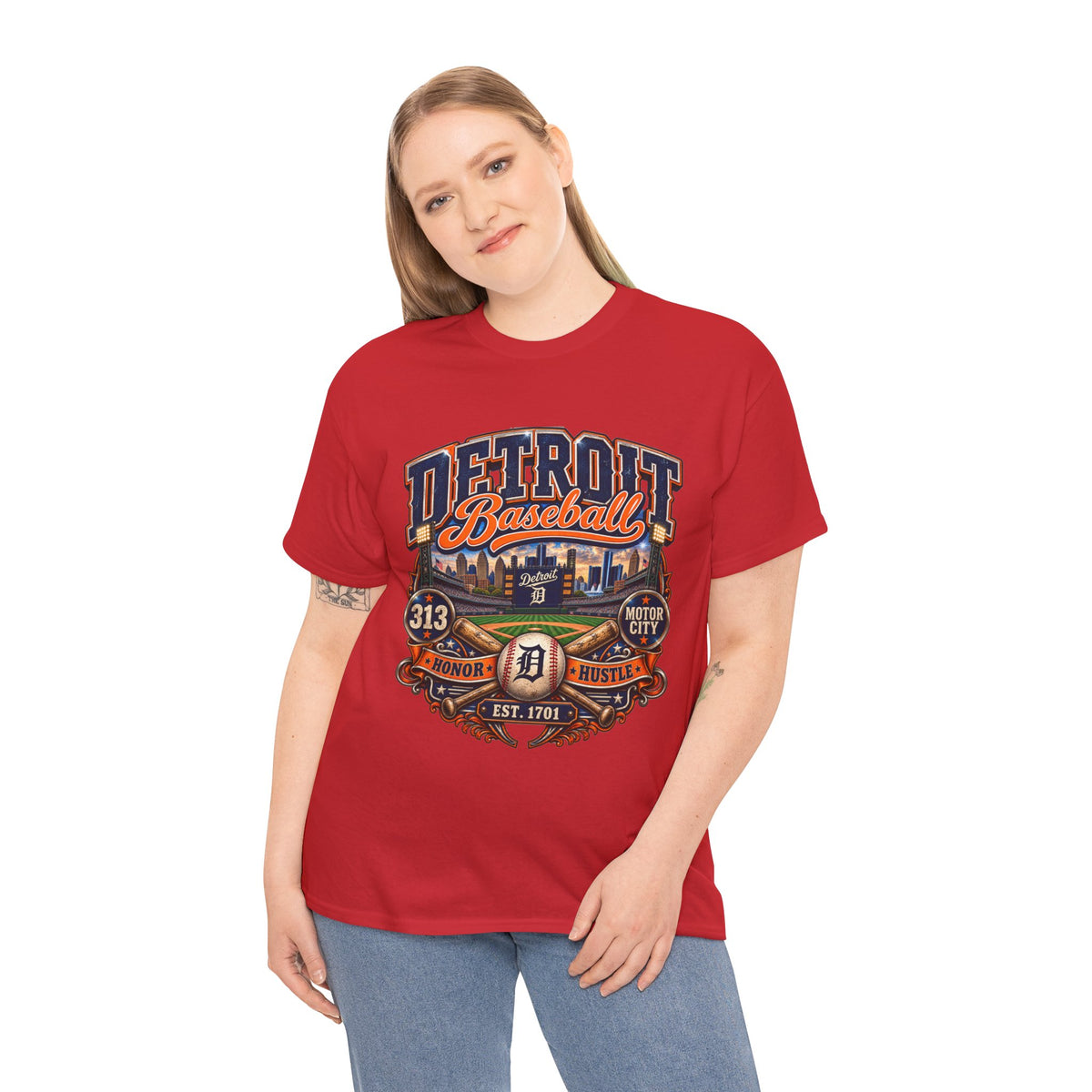 Detroit Baseball Tee | Motor City 313 Vintage Baseball Design