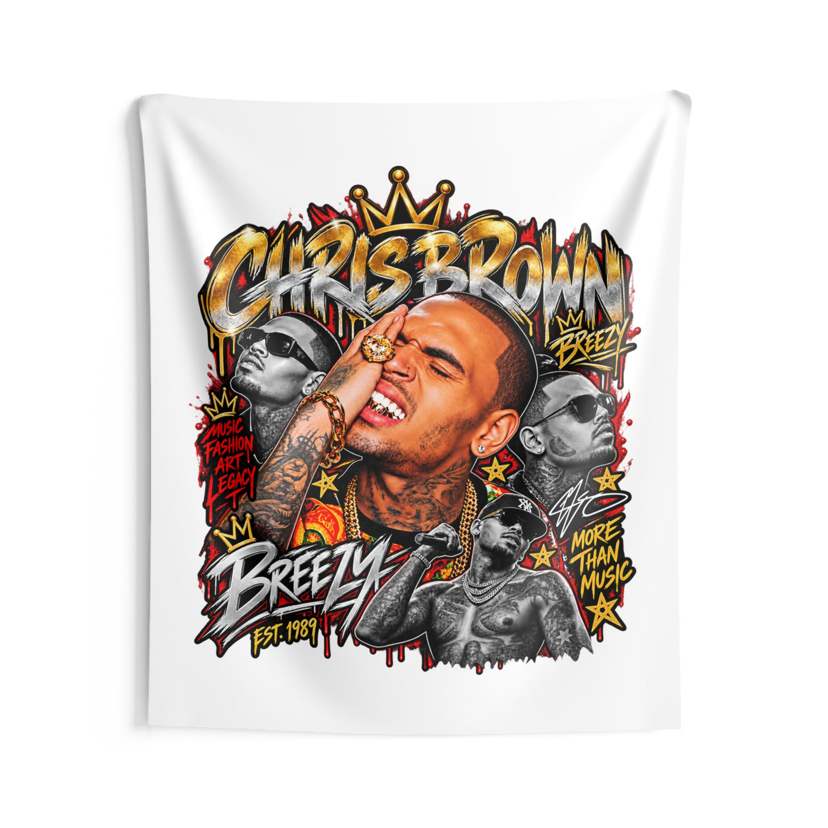 Hip Hop Graffiti Portrait Indoor Wall Tapestry | Urban Music Collage
