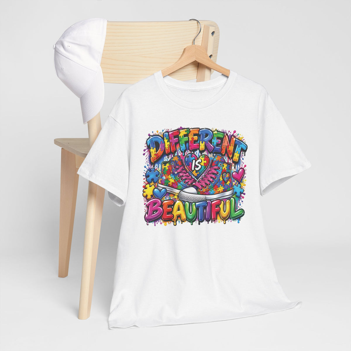 Autism Different Is Beautiful T-Shirt | Colorful Rainbow Graffiti Design
