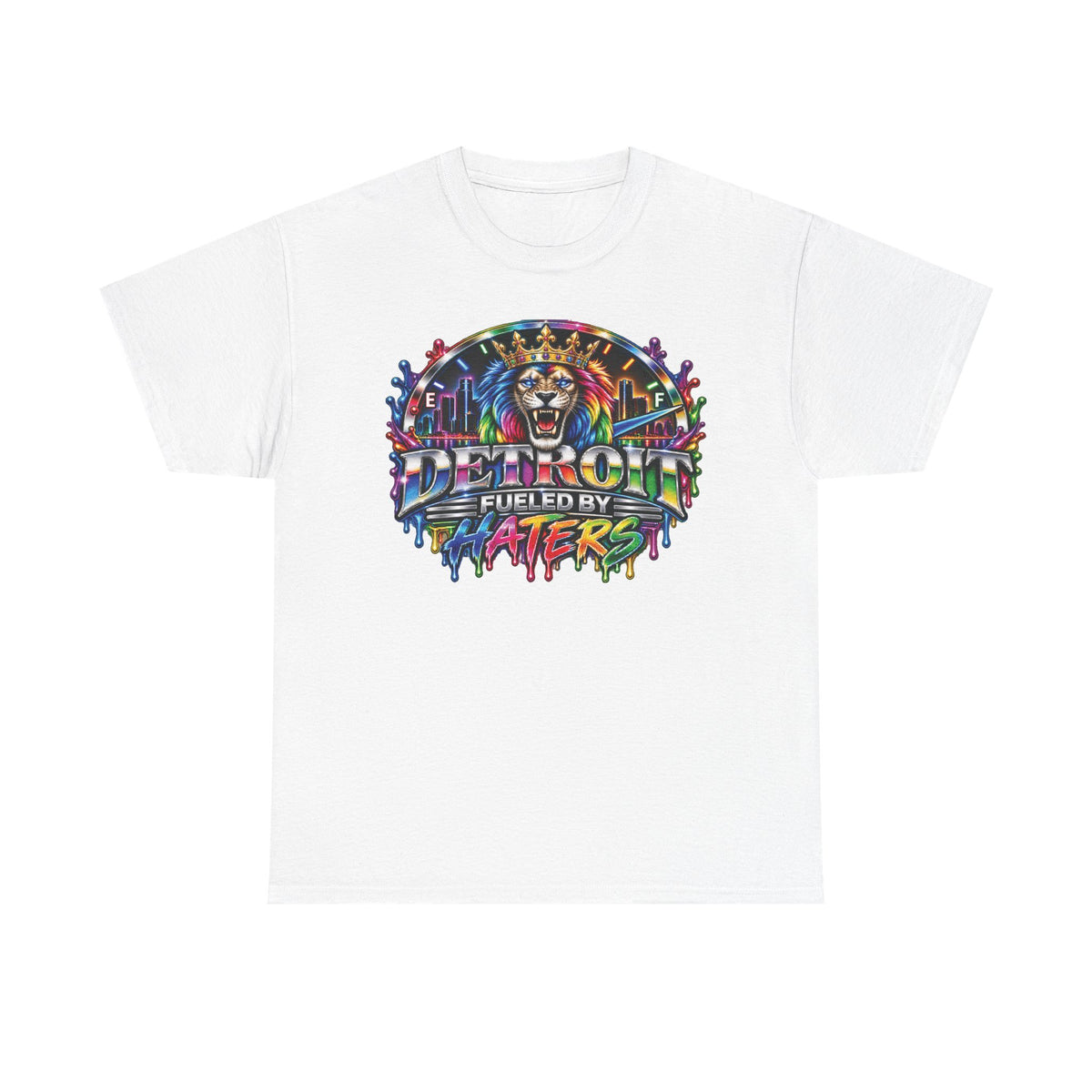 Detroit Lion Graffiti tee | Colorful Drip Lion Detroit Tee