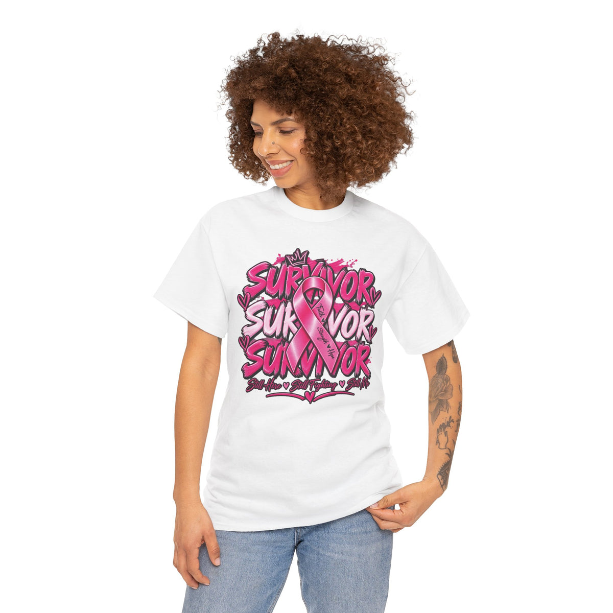 Breast Cancer Survivor Ribbon T-Shirt | Pink Awareness Tee