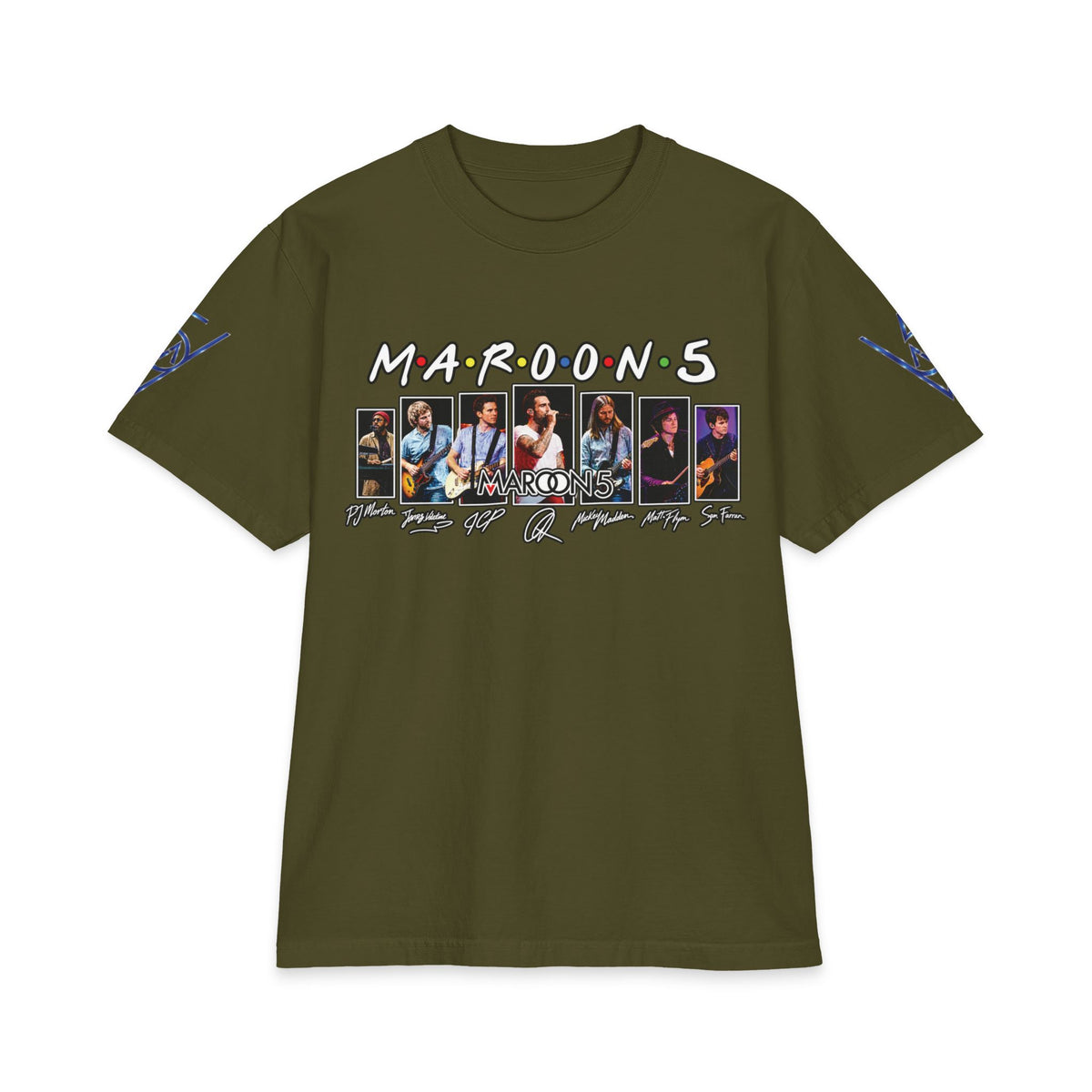 Maroon 5 band photo collage T-Shirt | Tour style sleeve logo