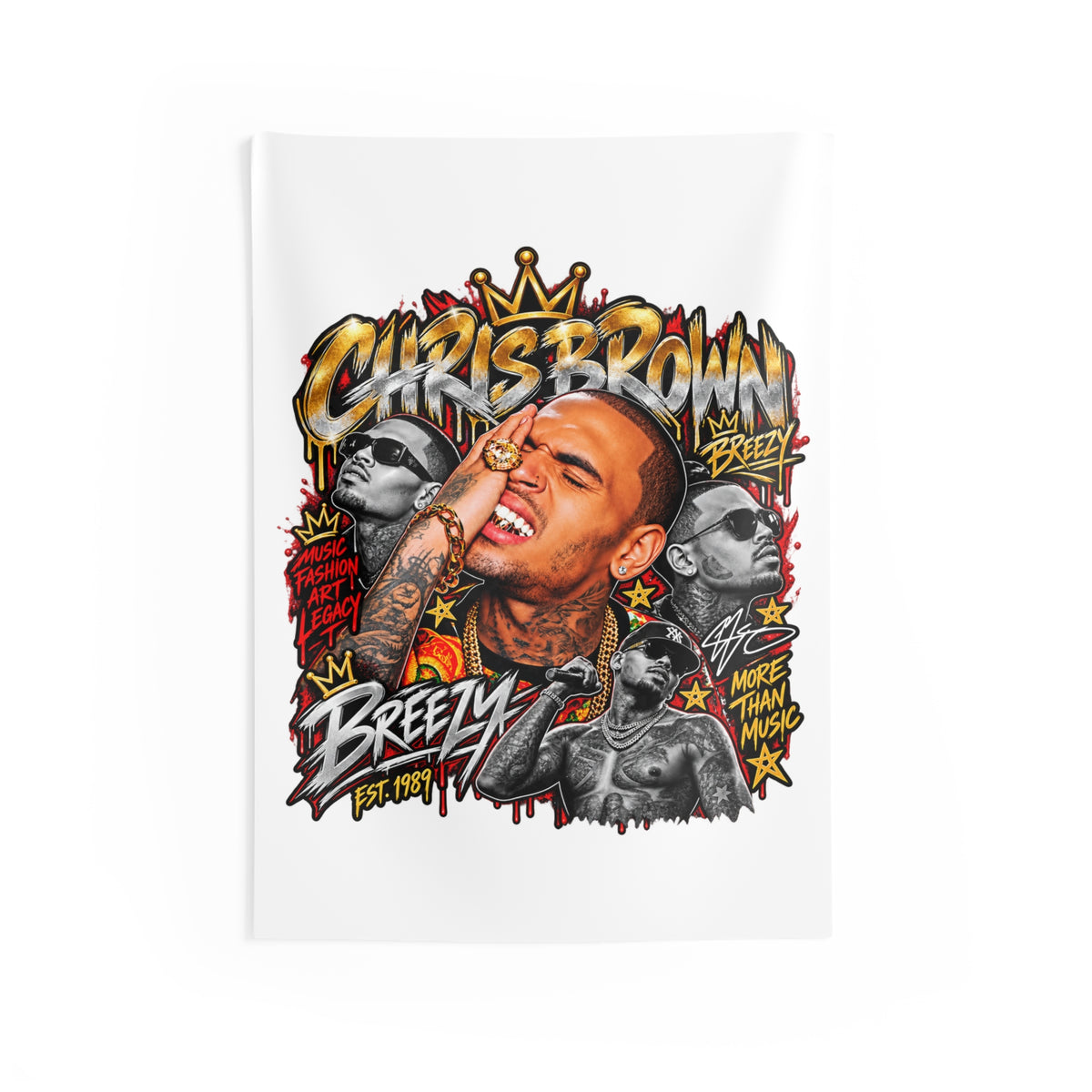 Hip Hop Graffiti Portrait Indoor Wall Tapestry | Urban Music Collage