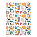 Cute Animal Pattern Baby Swaddle Blanket | Nursery Safari Elephant Lion Bunny