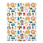 Cute Animal Pattern Baby Swaddle Blanket | Nursery Safari Elephant Lion Bunny