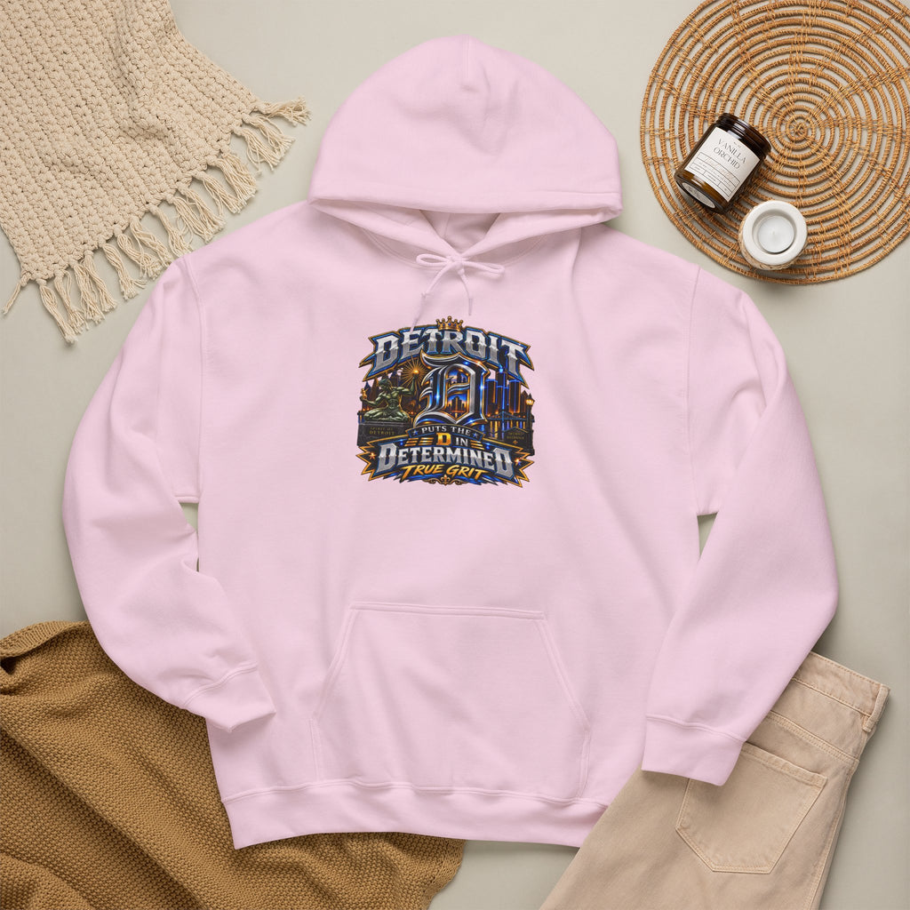 Detroit skyline determined slogan Hoodie | Motor City vintage style