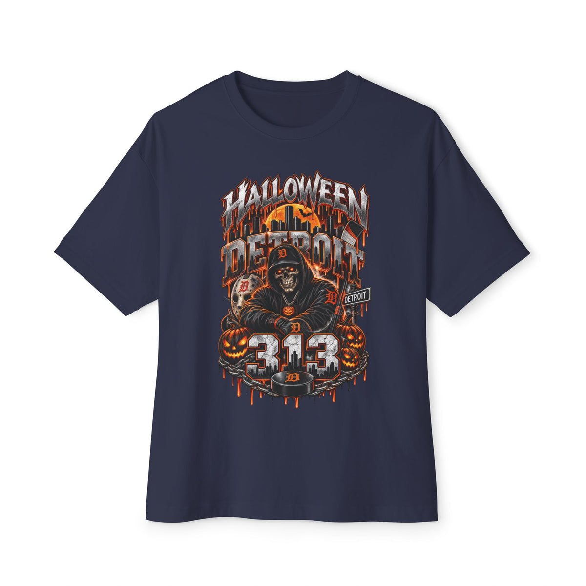 Halloween Reaper Graphic Tee | Skull Pumpkin 313 Design