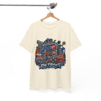 Detroit Skyline Collage T-Shirt | Motor City Landmarks, Vintage Neon Design