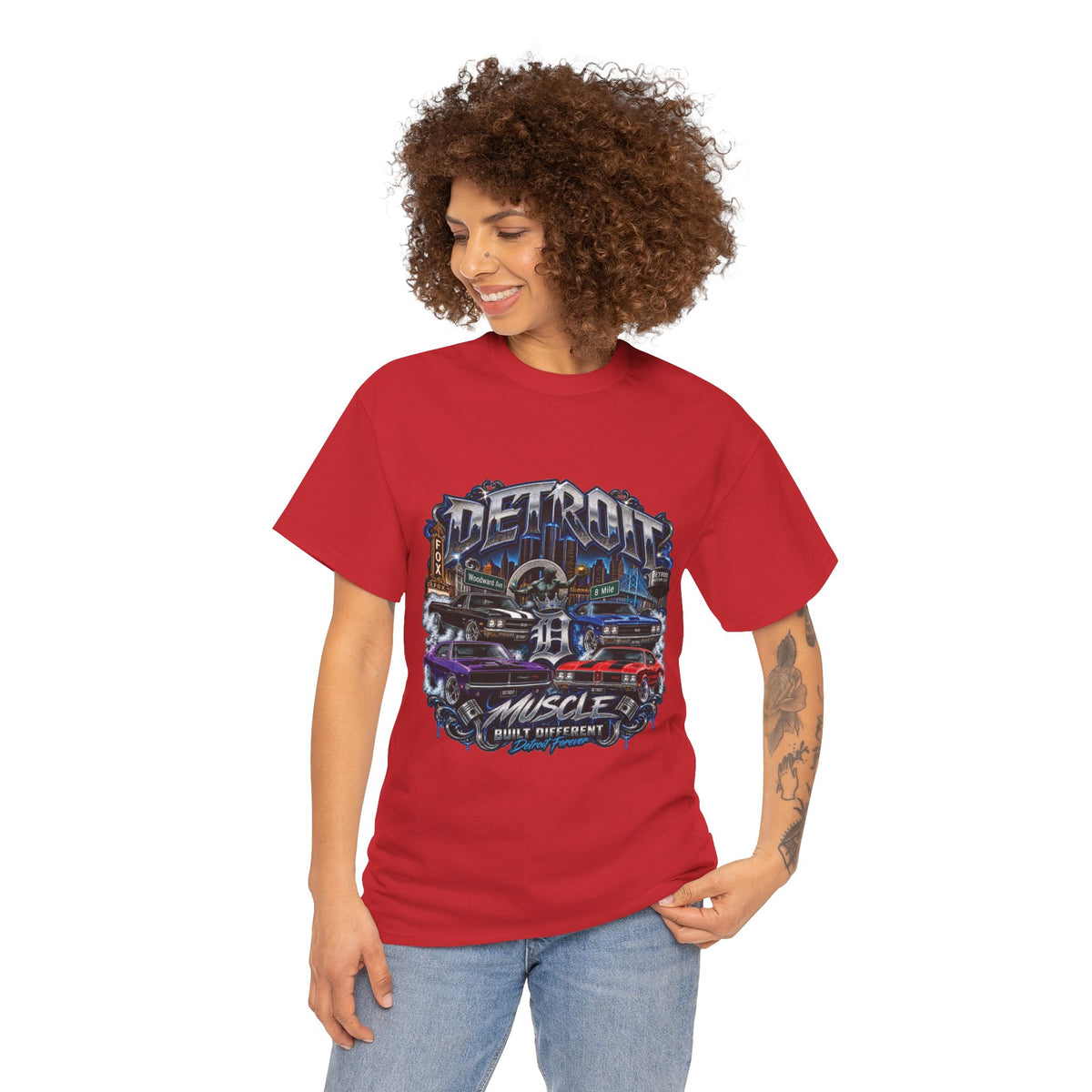 Detroit Muscle Car Tee | Vintage Hot Rod Illustration, Garage Scene