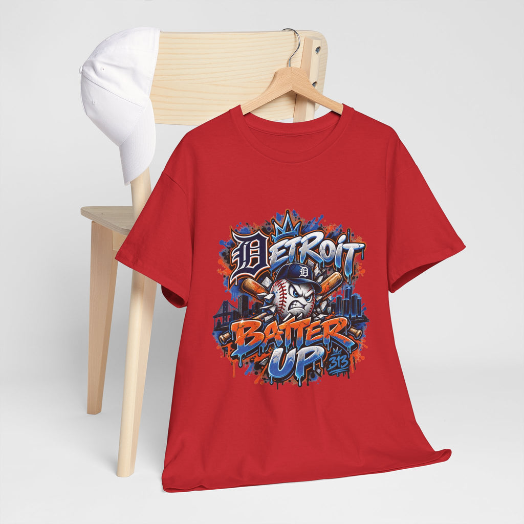 Detroit Batter Up T-Shirt | Baseball City Skyline Tee