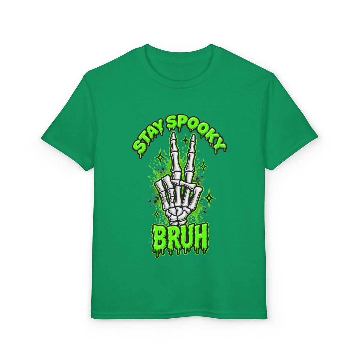 Stay Spooky Bruh T-Shirt | Skeleton Hand Halloween Graphic