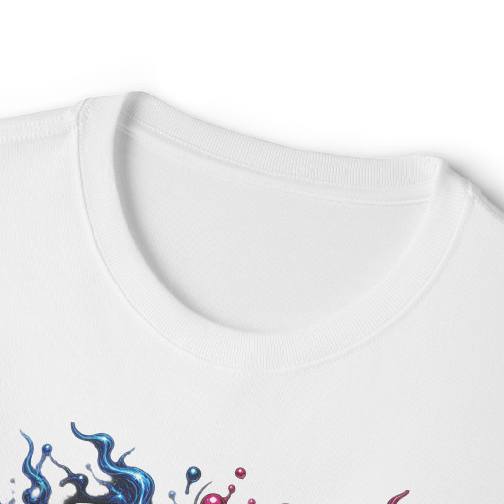 Blue and Pink Melting Masks T-Shirt | Abstract Drip Art