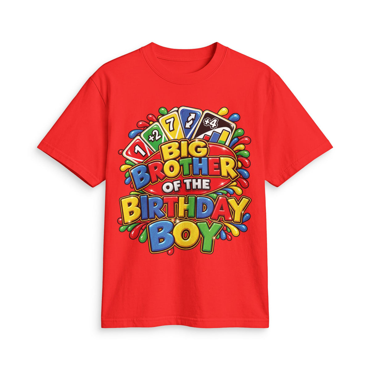 Big Brother of the Birthday Boy T-Shirt | Colorful Game Card Party Design