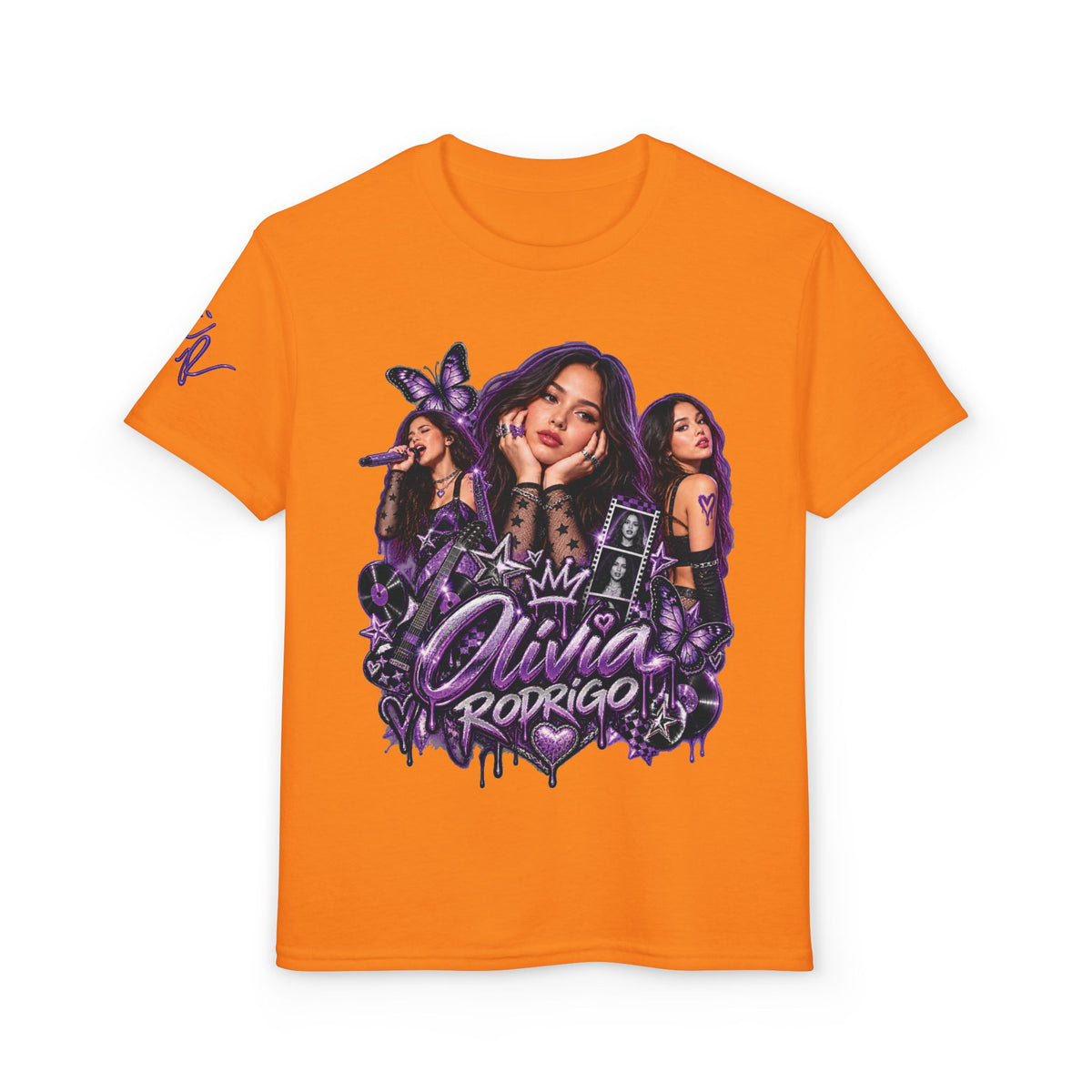Olivia Rodrigo Pop Star Collage T-Shirt | Tour Dates Backprint