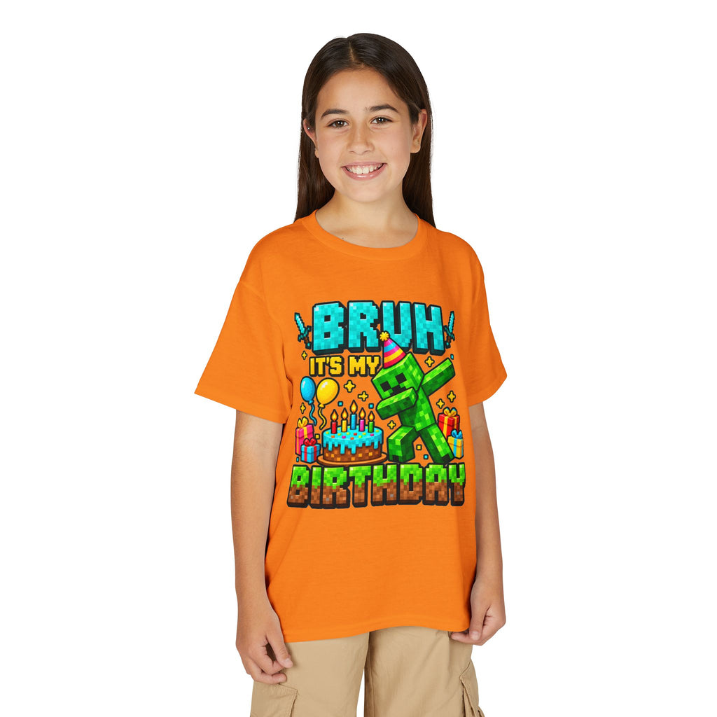 Bruh It’s My Birthday Youth T-Shirt – Pixel Gaming Birthday Shirt