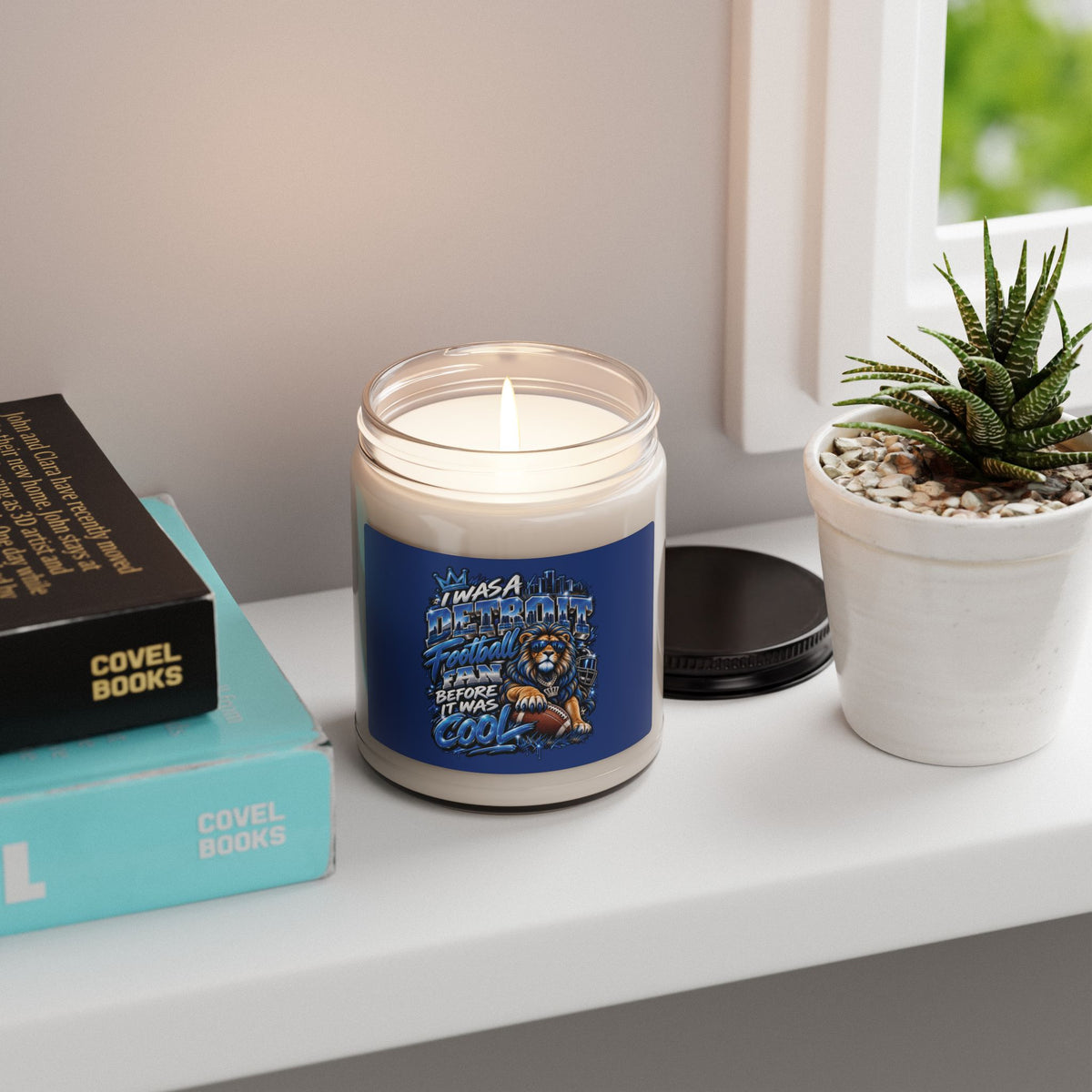 Detroit Football Lion Design Candle | Scented Soy Candle 9oz