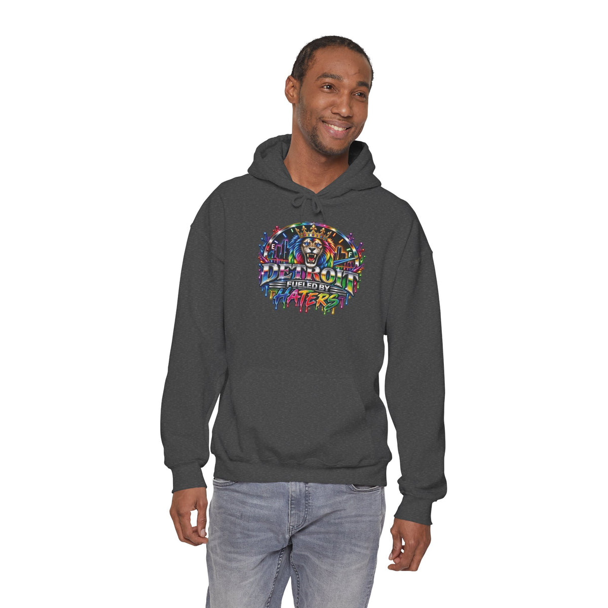 Detroit Graffiti Lion Hoodie | Colorful Street Art Pullover