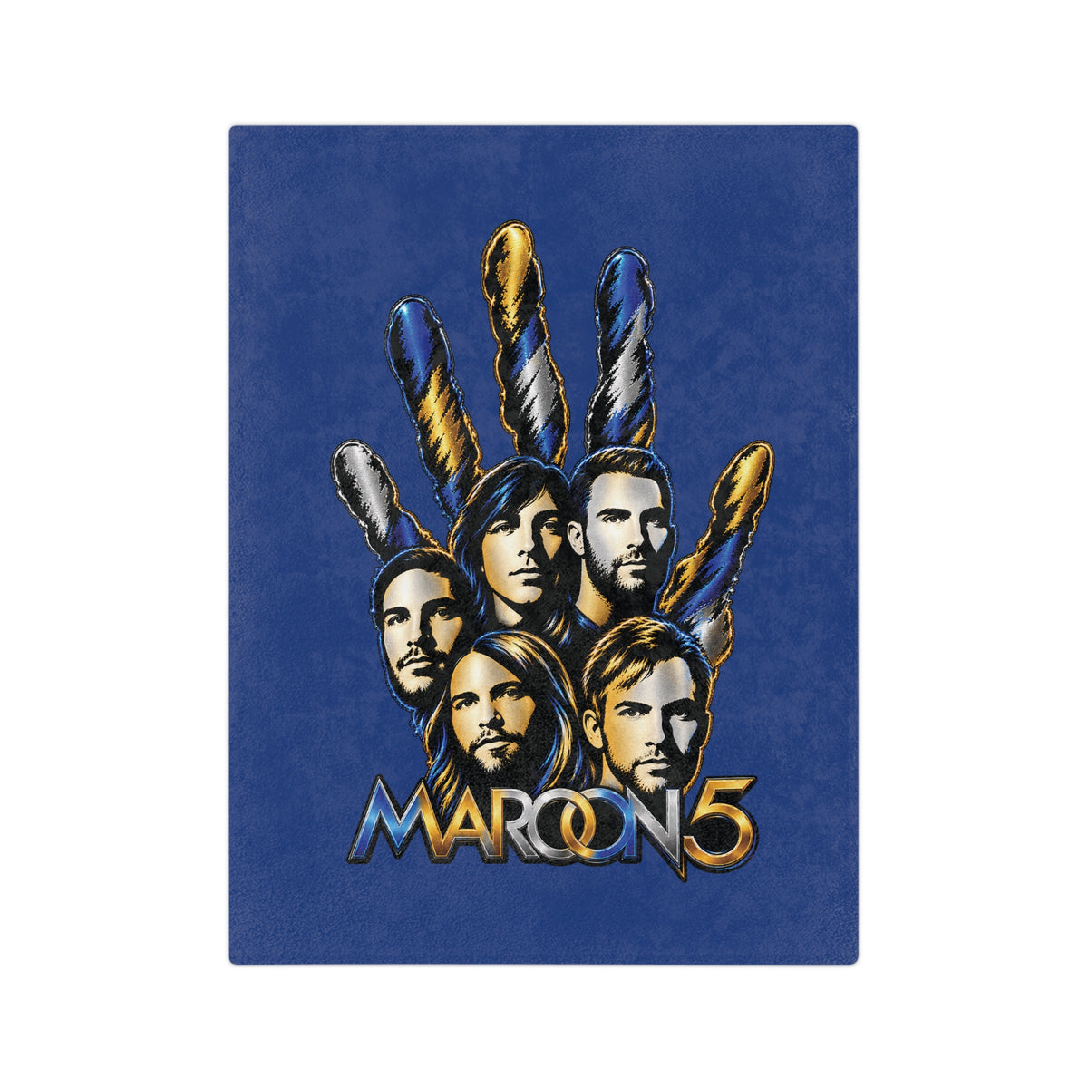 Maroon 5 Band Faces Illustration Velveteen Microfiber Blanket | Music Fan Throw