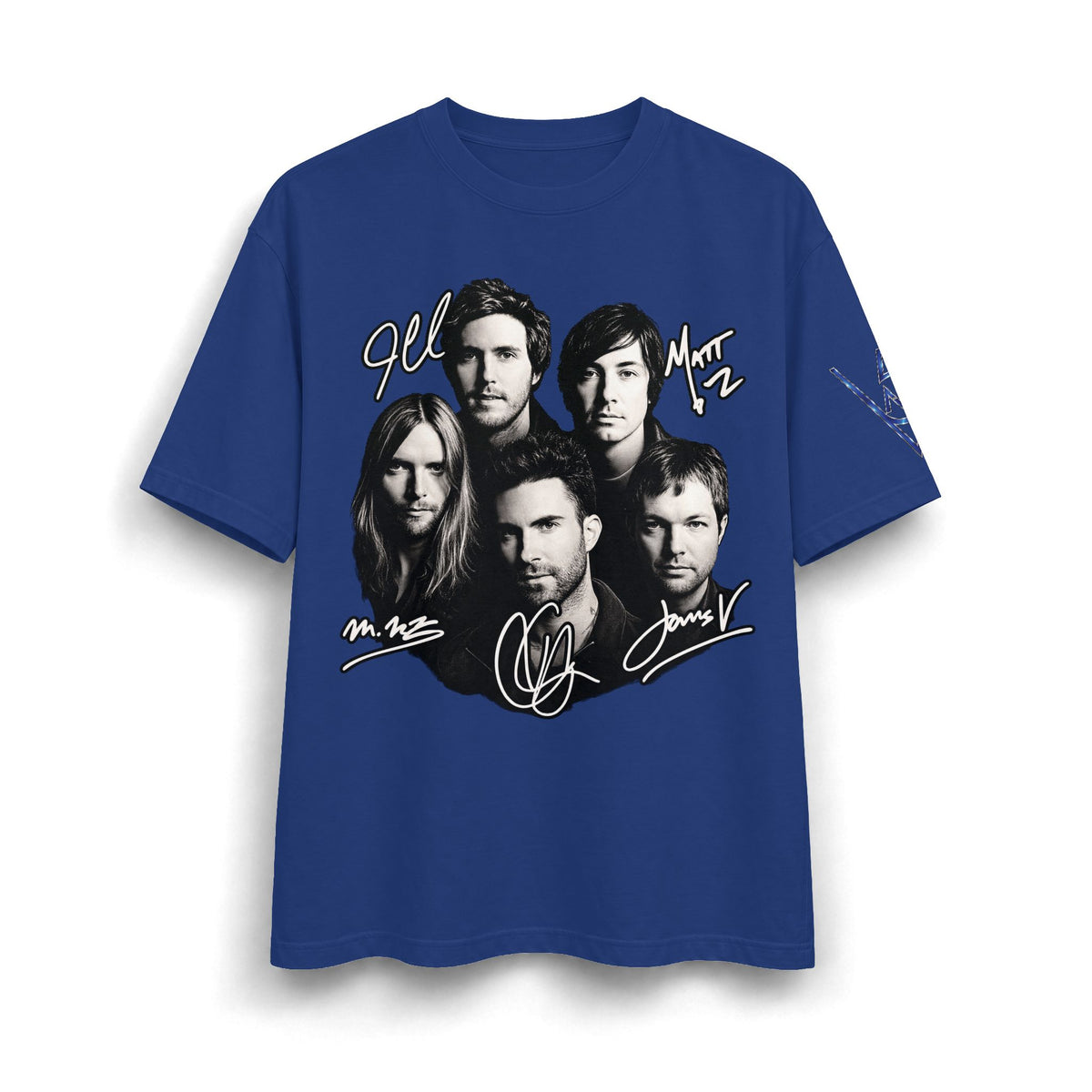 Signed Band Portrait T-Shirt Maroon 5 | Retro Rock Logo on Back