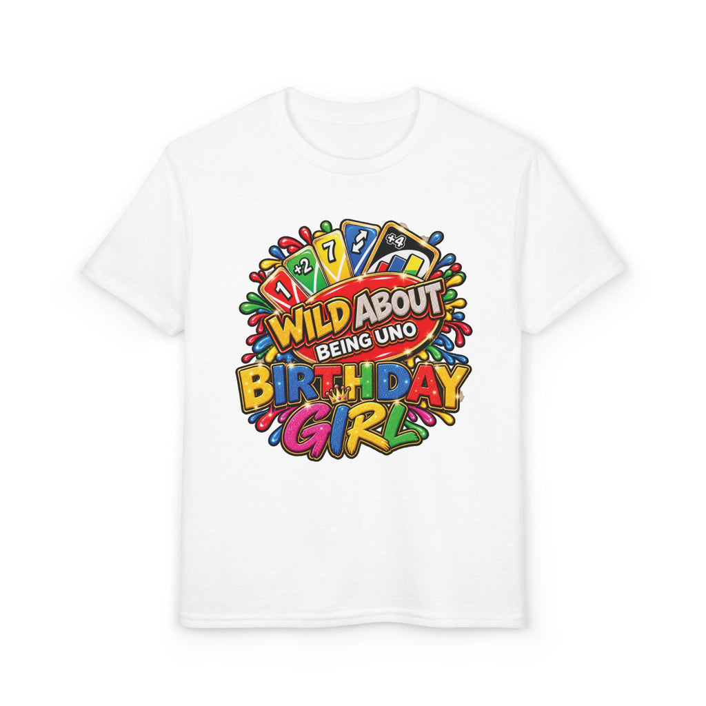 Wild About Being UNO Birthday Girl T-Shirt | Kids Custom Name Back