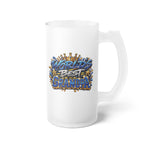 Worlds Best Grandpa Frosted Glass Beer Mug | Blue Graffiti Beer Stein Design