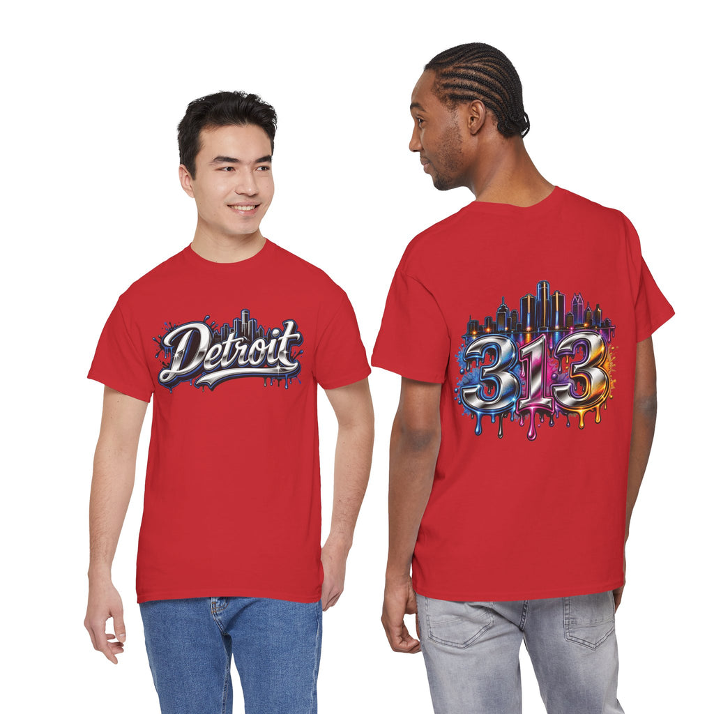 Detroit Script Tee | 313 Drip Skyline T-Shirt