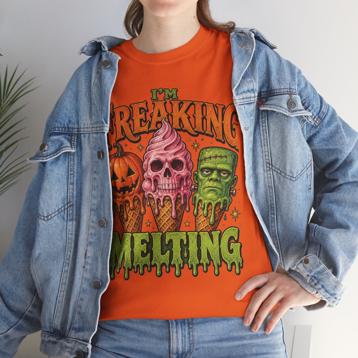 I'm Freaking Melting Halloween Tee | Melting Pumpkin Skull Frankenstein Ice Cream