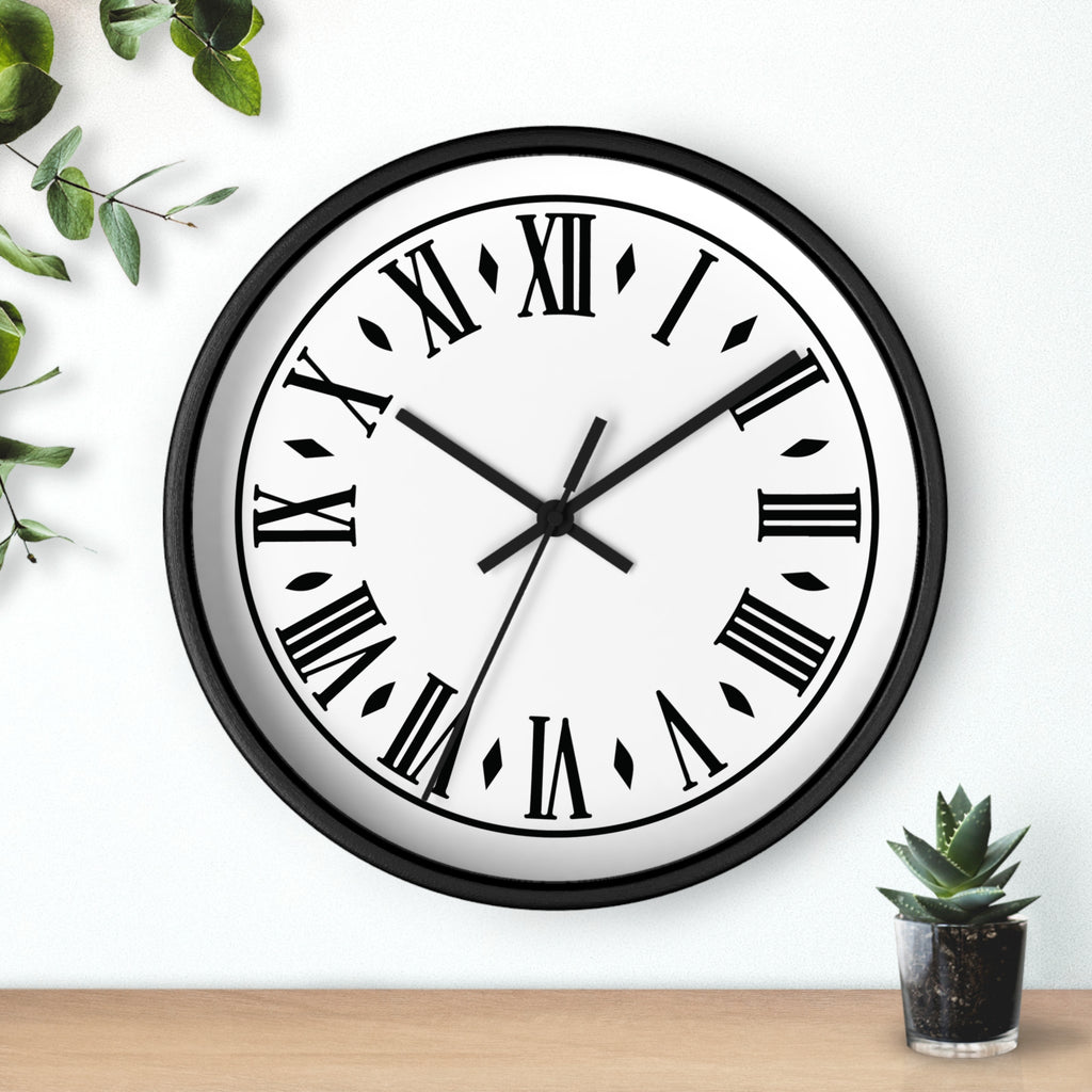 Roman Numeral Clock Wall Clock | Black Frame, Classic Vintage Face